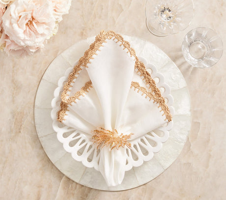 Gilded Leaves Napkin Ring in Gold Set of 4 by Kim Seybert at Fig Linens and Home 6