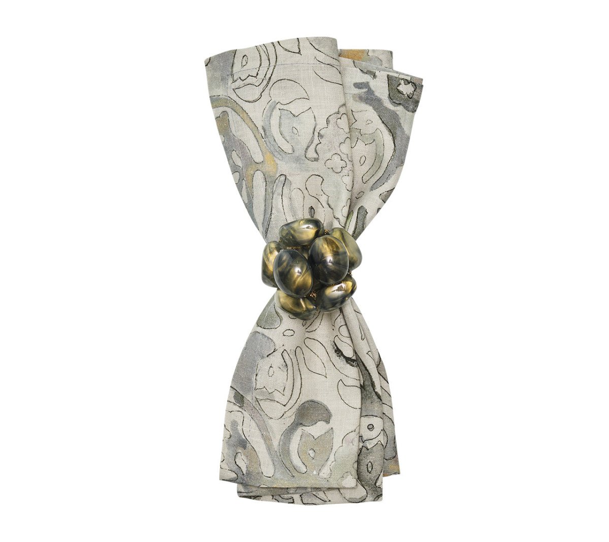 Giverny Napkin in Natural & Gray, Set of 4 Kim Seybert Natural/Gray 21"L x 21"W x 0.1"H - Set of 4 Napkins at FIG LINENS AND HOME 1