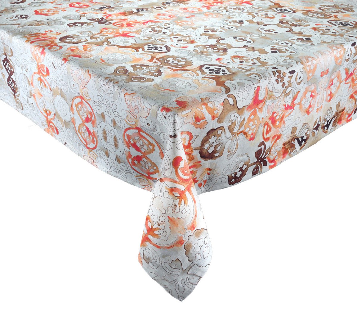 Giverny Tablecloth in Natural & Brown Kim Seybert Natural/Brown 21"L x 21"W x 0.1"H at FIG LINENS AND HOME 1