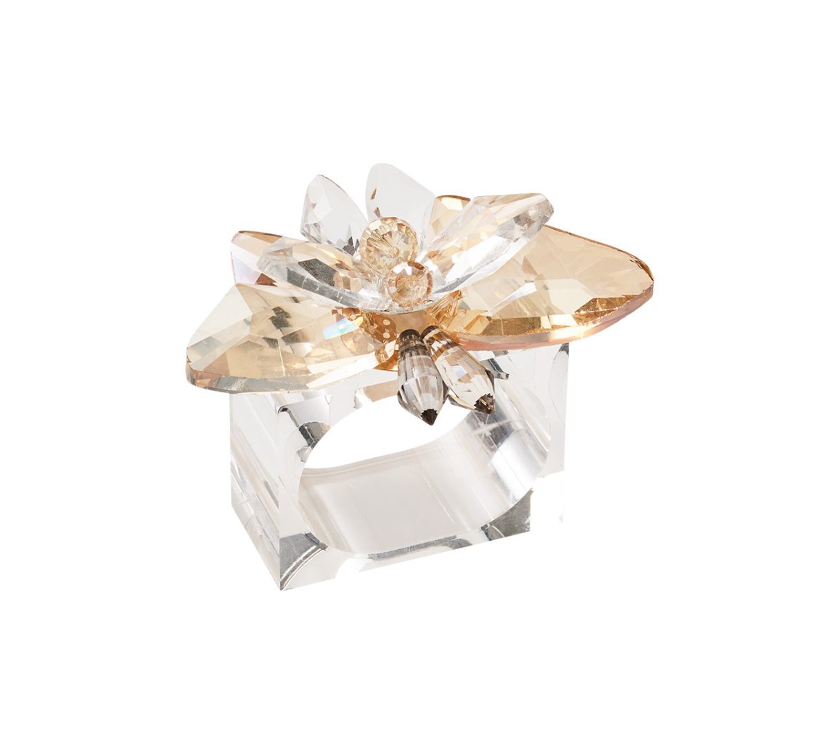 Glasswing Napkin Ring in Champagne & Crystal, Set of 4 in a Gift Box Kim Seybert at Fig Linens and Home 3