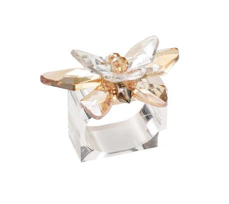 Glasswing Napkin Ring in Champagne & Crystal, Set of 4 in a Gift Box Kim Seybert