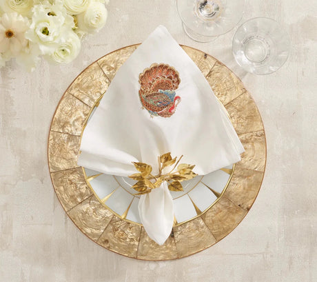 Gobble White/Multi Napkin Detail 3 | Kim Seybert at Fig Linens and Home