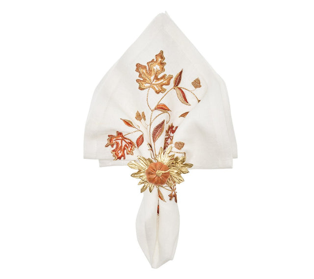 Harvest Napkin in White & Multi, Set of 4 Kim Seybert at Fig Linens and Home