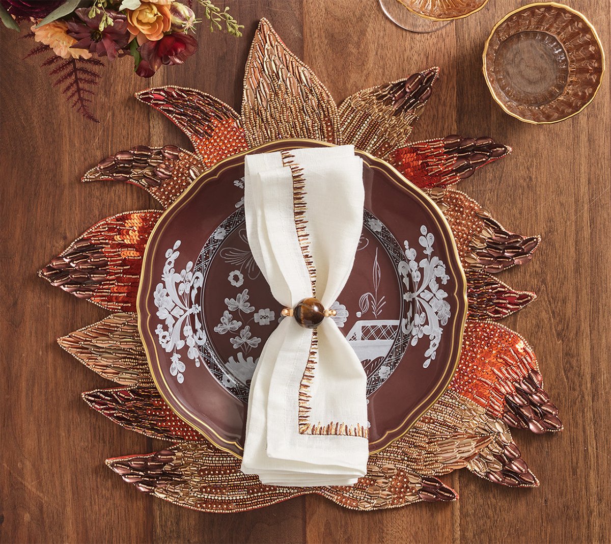 Harvest Placemat in Brown & Orange Kim Seybert 4
