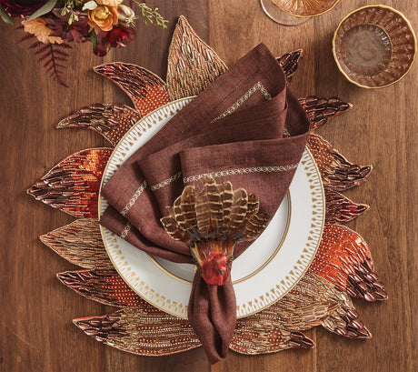 Harvest Placemat in Brown & Orange Kim Seybert 1