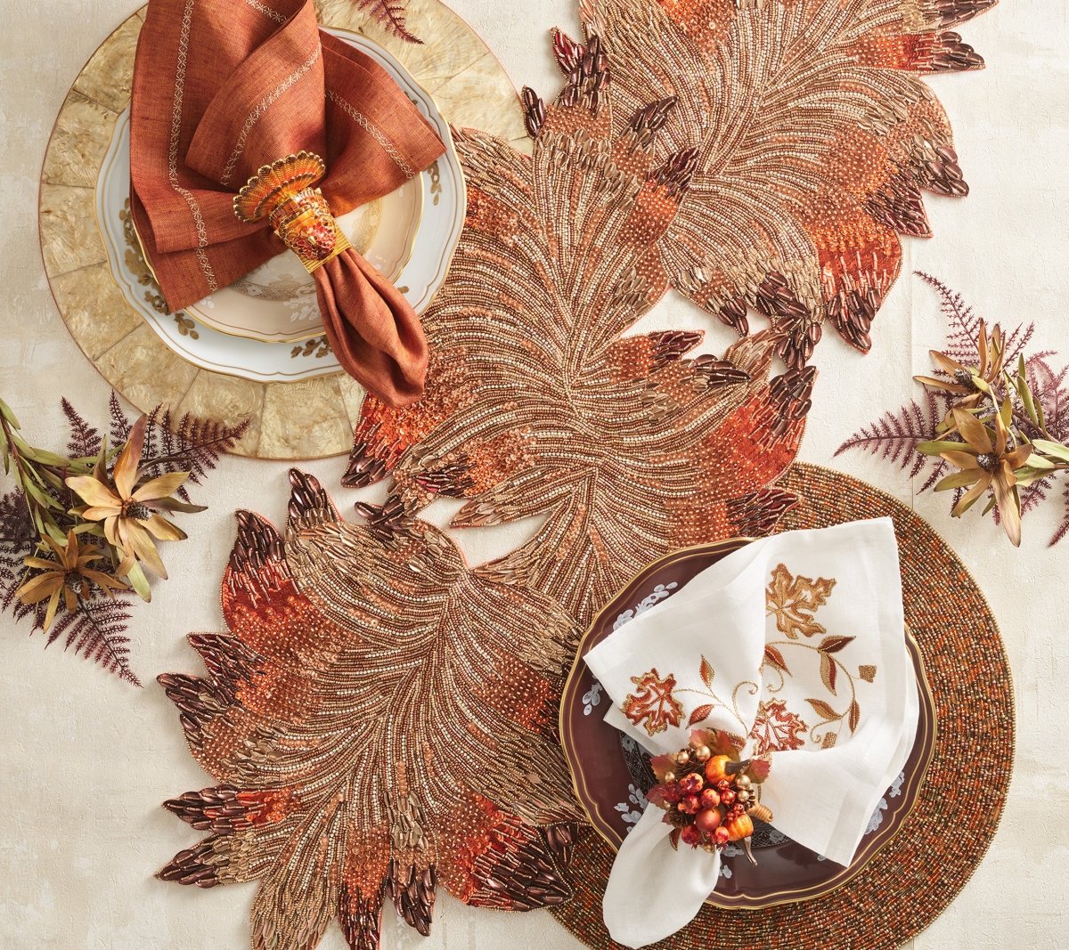 Harvest Table Table Runner in Brown & Orange Kim Seybert