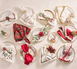 Holiday Threads Napkin in Red, Green & Gold, Set of 4 Kim Seybert Red/Green/Gold 21"L x 21"W x 0.1"H - Set of 4 at FIG LINENS AND HOME 7