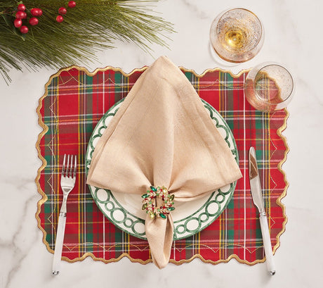 Lifestyle of Christmas Table - Holiday Threads Placemats in Red, Green & Gold by Kim Seybert 4