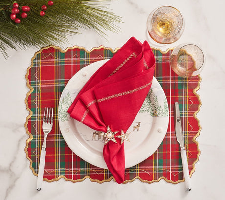 Lifestyle of Christmas Table - Holiday Threads Placemats in Red, Green & Gold by Kim Seybert 2
