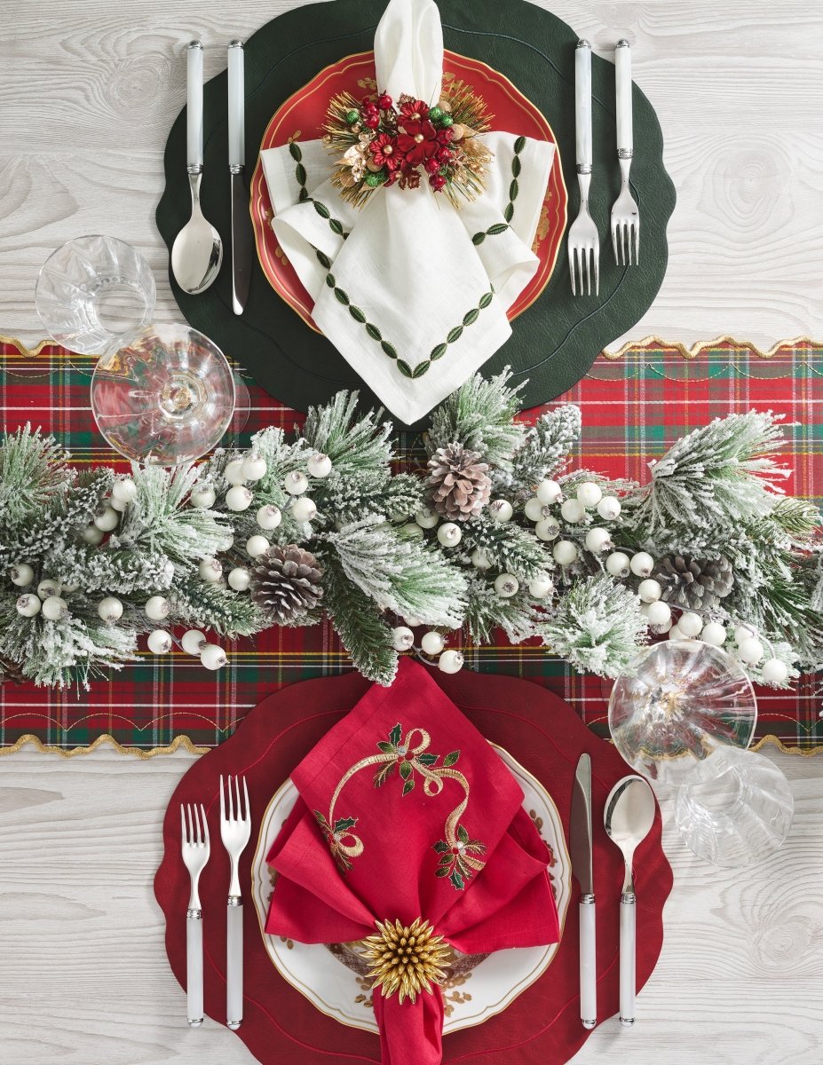 Holiday Threads Runner in Red, Green & Gold Kim Seybert Red/Green/Gold 75"L x 15"W x 0.1"H at FIG LINENS AND HOME 1