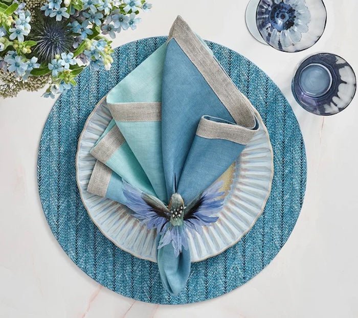 Humm Napkin Ring in Blue & Green Set of 4 by Kim Seybert - Lifestyle 3