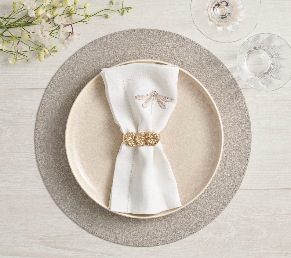 Icons Placemat in Gray & Elephant by Kim Seybert Gray/Elephant Set of 4 Placemats - 15"L x 15"W x 0.1"H at FIG LINENS AND HOME 5