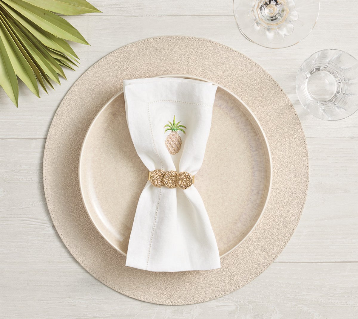 Icons Placemat in Ivory & Natural by Kim Seybert at Fig Linens and Home - Lifestyle 1