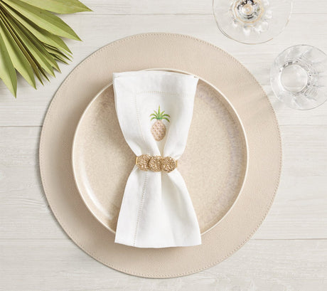 Icons Placemat in Ivory & Natural by Kim Seybert at Fig Linens and Home - Lifestyle 1