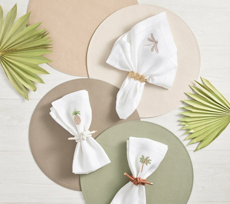 Icons Placemat in Sage & Khaki by Kim Seybert Sage/Khaki Set of 4 Placemats - 15"L x 15"W x 0.1"H at FIG LINENS AND HOME 2