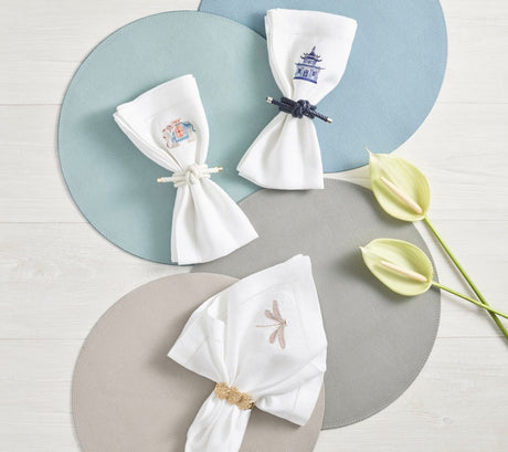 Icons Placemat in Sky & Blue by Kim Seybert Sky/Blue Set of 4 Placemats - 15"L x 15"W x 0.1"H at FIG LINENS AND HOME 2