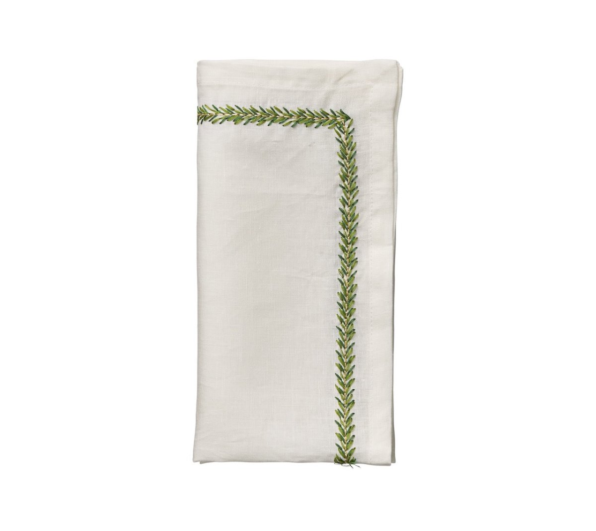 Jardin Napkin in White & Green Set of 4 by Kim Seybert WHITE/GREEN 21"L x 21"W x 0.1"H Napkin - Set of 4 at FIG LINENS AND HOME 3