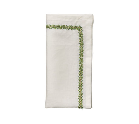 Jardin Napkin in White & Green Set of 4 by Kim Seybert WHITE/GREEN 21"L x 21"W x 0.1"H Napkin - Set of 4 at FIG LINENS AND HOME 3
