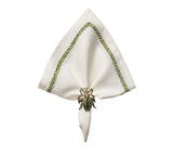 Jardin Napkin in White & Green Set of 4 by Kim Seybert WHITE/GREEN 21"L x 21"W x 0.1"H Napkin - Set of 4 at FIG LINENS AND HOME 2