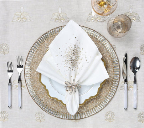 Jeweled Bow Napkin Ring in Gold & Crystal Set of 4 in a Gift Box by Kim Seybert GOLD/CRYSTAL 2.6" L x 2.2" W x 2.2" H Napkin Ring - Set of 4 at FIG LINENS AND HOME 4