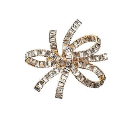 Jeweled Bow Napkin Ring in Gold & Crystal Set of 4 in a Gift Box by Kim Seybert GOLD/CRYSTAL 2.6" L x 2.2" W x 2.2" H Napkin Ring - Set of 4 at FIG LINENS AND HOME 6