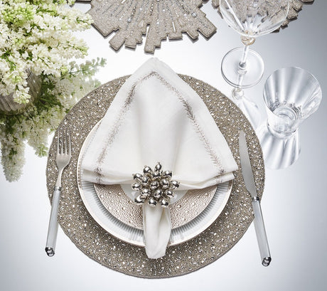 Jubilee Napkin Ring in Silver Set of 4 by Kim Seybert at Fig Linens and Home 4