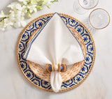 Kim Seybert Lanai Placemats in Natural & Blue | Set of 4 at Fig Linens and Home - View 4