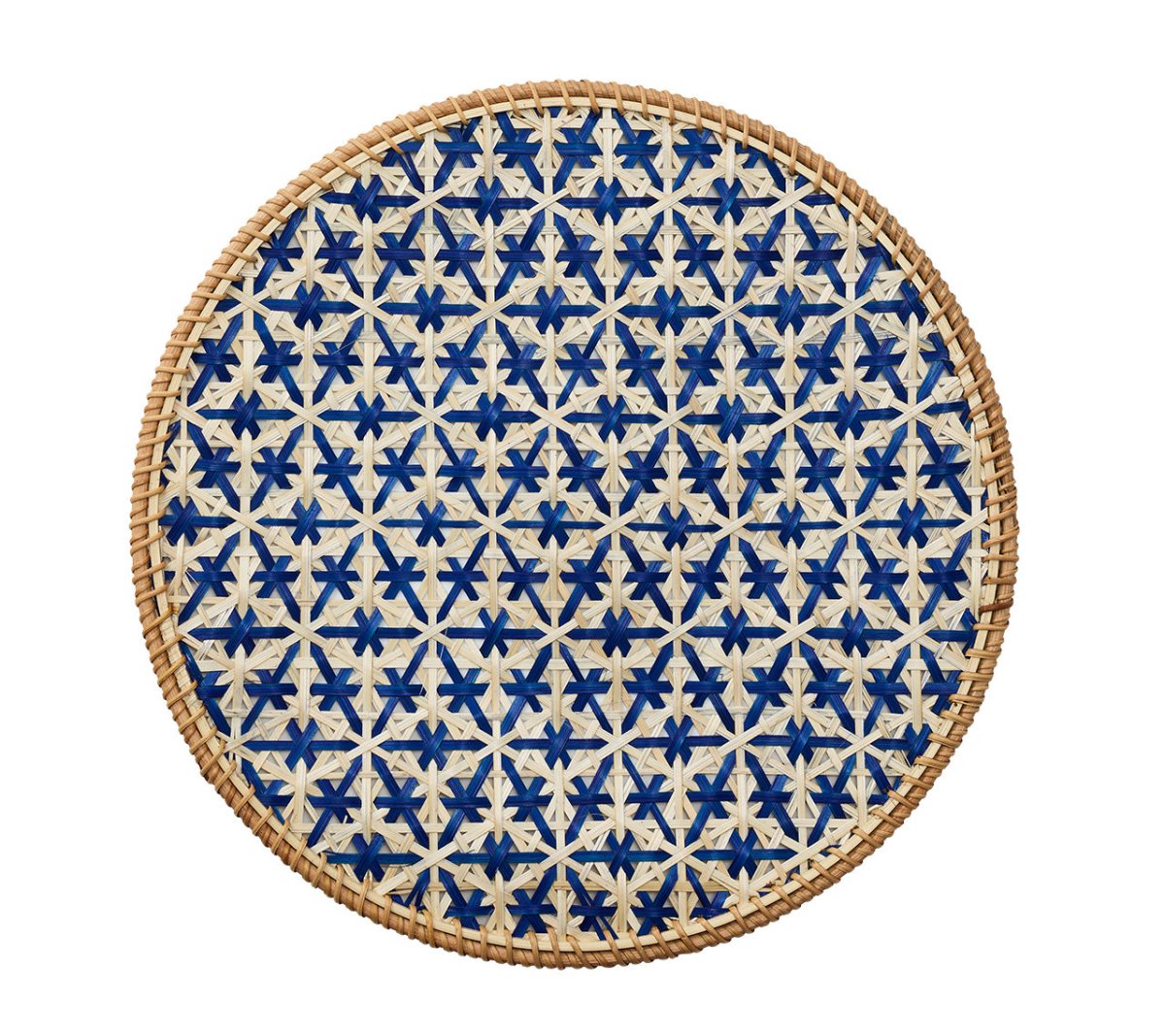 Kim Seybert Lanai Placemats in Natural & Blue | Set of 4 at Fig Linens and Home - View 1