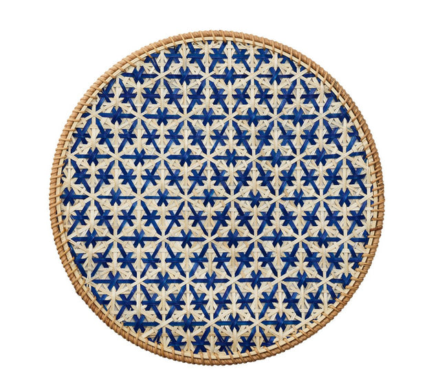 Kim Seybert Lanai Placemats in Natural & Blue | Set of 4 at Fig Linens and Home - View 1