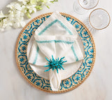 Kim Seybert Lanai Placemats in Natural & Turquoise | Set of 4 at Fig Linens and Home - View 5