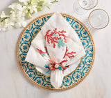 Kim Seybert Lanai Placemats in Natural & Turquoise | Set of 4 at Fig Linens and Home - View 4