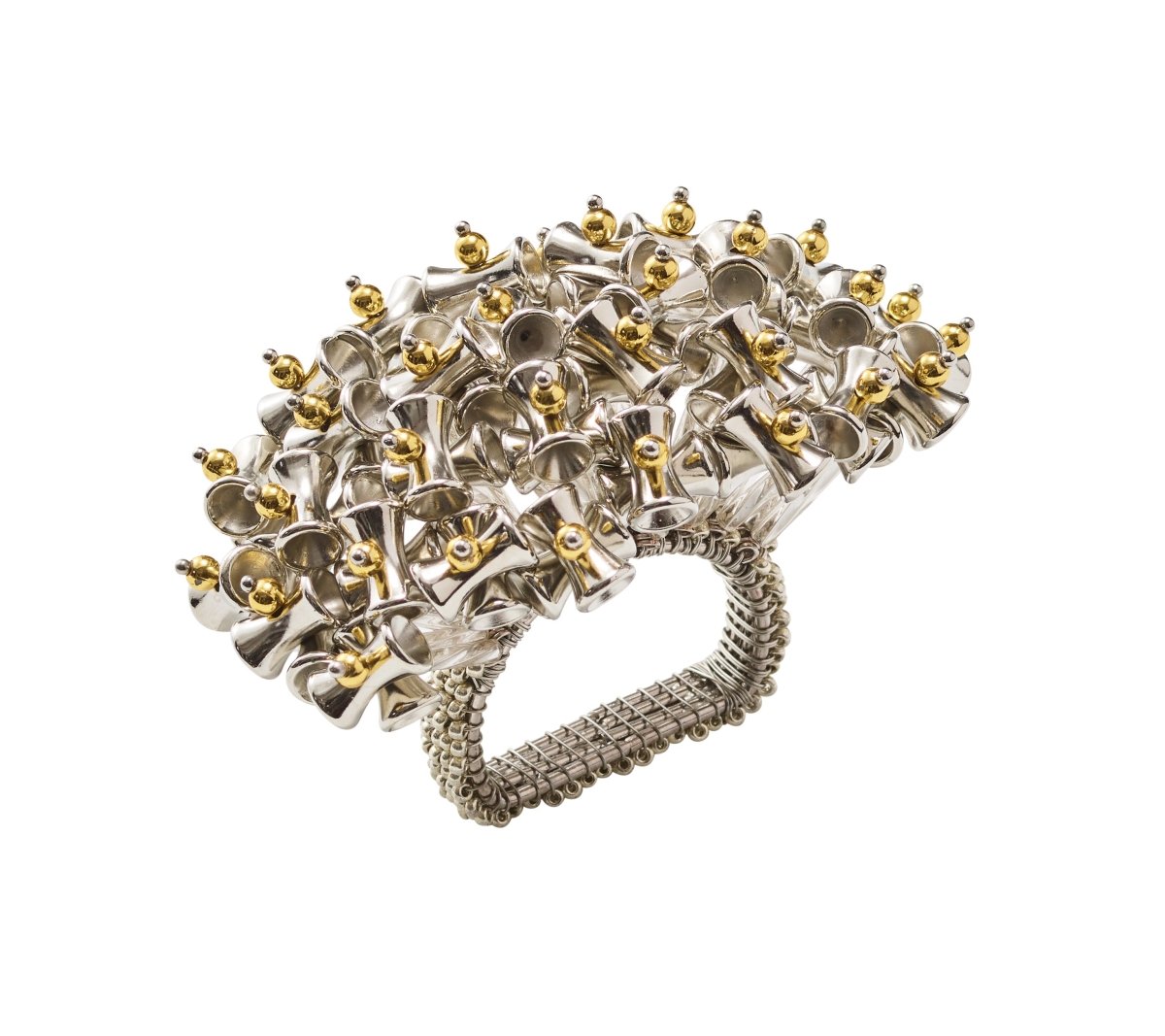 Lucent Napkin Ring Silver & Gold | Set of 4 Kim Seybert Napkin Rings at Fig Linens and Home 1