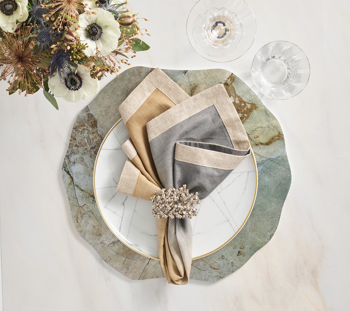 Lucent Napkin Ring Silver & Gold | Set of 4 Kim Seybert Napkin Rings at Fig Linens and Home 3