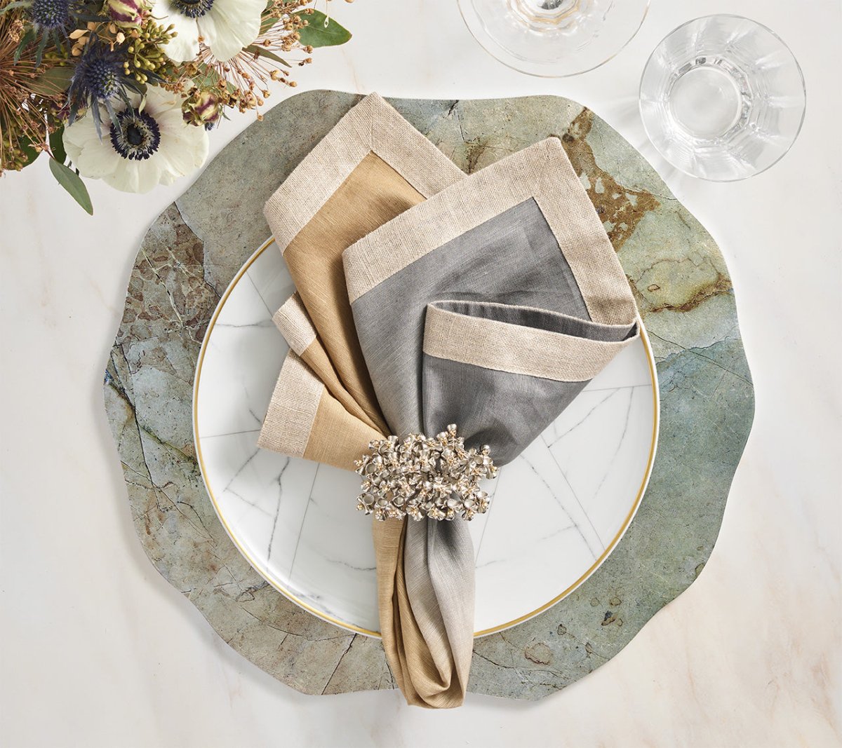 Lucent Placemat in Beige, Taupe & Gray, Set of 4 Kim Seybert at Fig Linens and Home 7