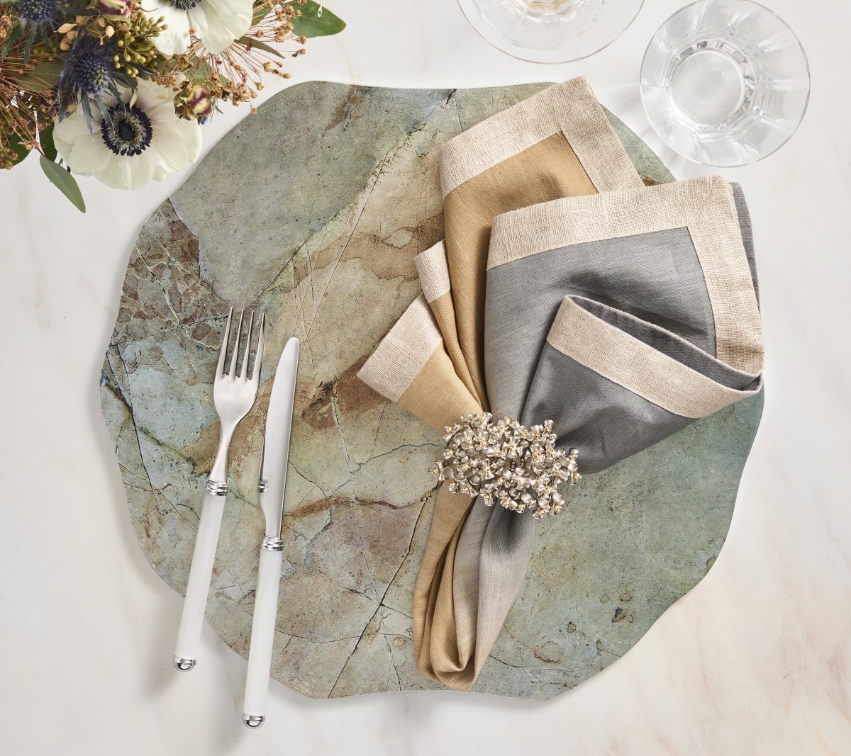 Lucent Placemat in Beige, Taupe & Gray, Set of 4 Kim Seybert at Fig Linens and Home 2