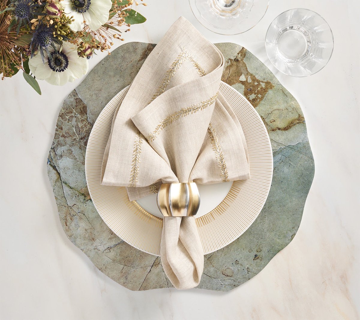 Lucent Placemat in Beige, Taupe & Gray, Set of 4 Kim Seybert at Fig Linens and Home 6