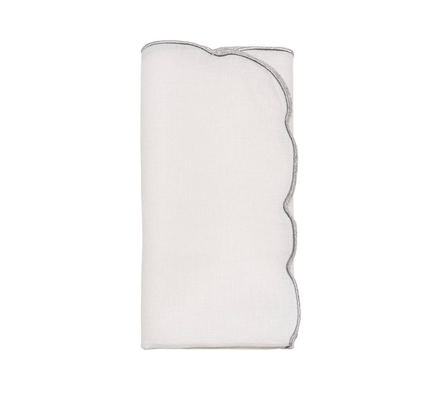 Luminance Napkin in White & Silver by Kim Seybert at Fig Linens and Home