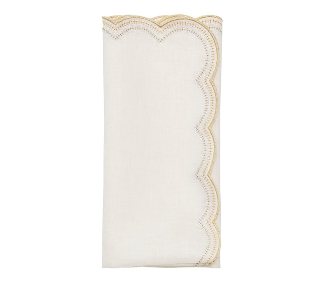 Lune Napkin in White, Gold & Silver, Set of 4 Kim Seybert