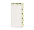 Kim Seybert Lune Napkin in White, Green & Gold - Set of 4 Cloth Napkins Folded at Fig Linens & Home