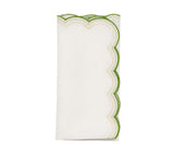 Kim Seybert Lune Napkin in White, Green & Gold - Set of 4 Cloth Napkins Folded at Fig Linens & Home