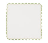 Kim Seybert Lune Napkin in White, Green & Gold - Set of 4 Cloth Napkins Flat at Fig Linens & Home