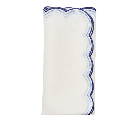 Lune Napkin in White & Navy, Set of 4 Kim Seybert
