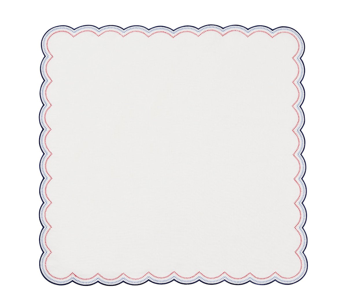 Lune Napkin in White, Red & Blue, Set of 4 by Kim Seybert - Flat View