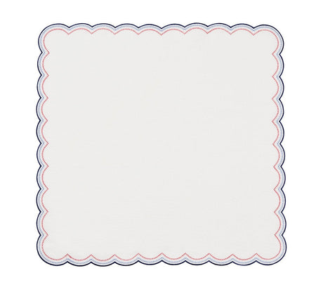 Lune Napkin in White, Red & Blue, Set of 4 by Kim Seybert - Flat View