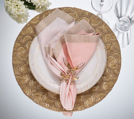 Lune Placemat in Gold, Set of 2 by Kim Seybert Gold 15"L X 15"W X 0.1"H - Set of 2 Placemats at FIG LINENS AND HOME 2