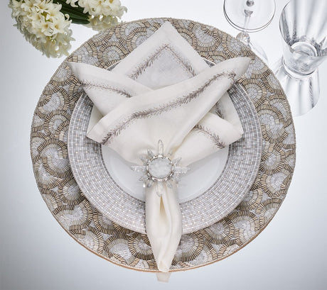 Lune Placemat in Silver, Set of 2 by Kim Seybert Silver 15"L X 15"W X 0.1"H - Set of 2 Placemats at FIG LINENS AND HOME 4
