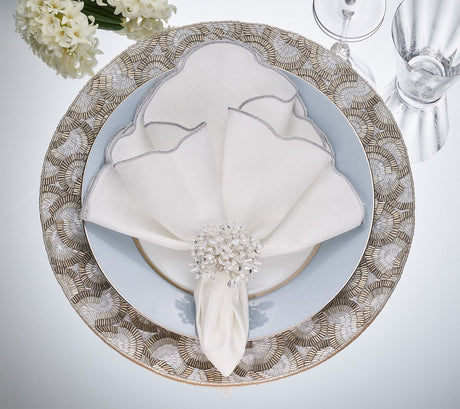 Lune Placemat in Silver, Set of 2 by Kim Seybert Silver 15"L X 15"W X 0.1"H - Set of 2 Placemats at FIG LINENS AND HOME 2