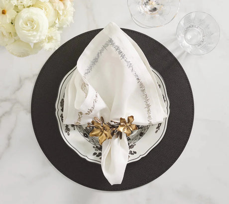 Magnolia Gold/Black Napkin Ring Detail 2 | Kim Seybert at Fig Linens and Home