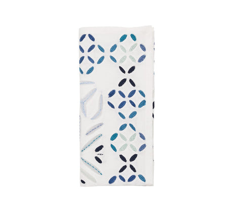 Malta Napkin in White & Blue by Kim Seybert at Fig Linens and Home 1