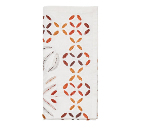 Malta Napkin in White & Brown, Set of 4 Kim Seybert - Fig Linens and Home - Folded